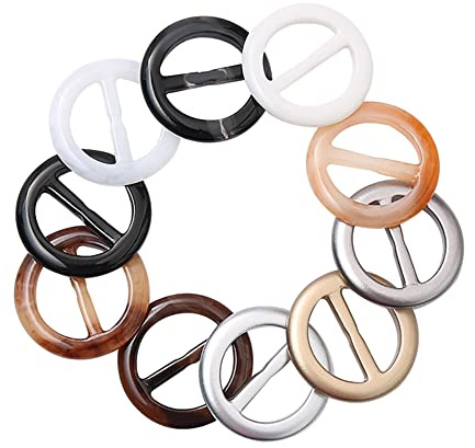 FSSTUD 6 Stück 5 cm Harz Runde Schal Schnallen Taille Schnalle Clip Kleidung Clip Ringe T-Shirt Krawatte Clips Halstuch Verschluss Kleidung Eckknopf für Frauen Damen Mädchen