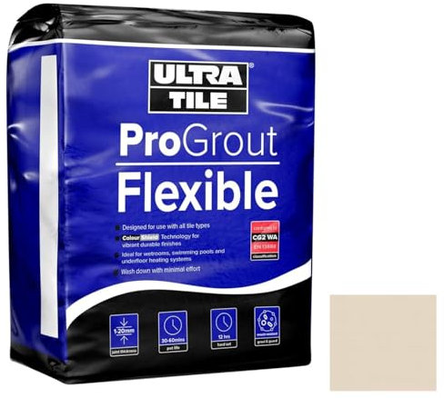 Ultra Tile Bahama Beige Flexible Grout 3KG Wetroom Swimming Pool Underfloor Heating Bathroom Kitchen All Tile Types