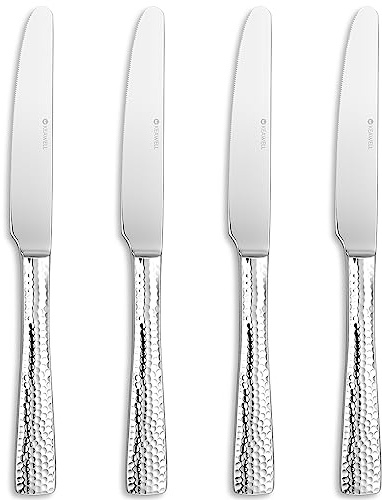 KEAWELL Premium 9.5 Louis Dinner Knives, Set of 4, Stainless Steel Dishwasher Safe, Serrated Knives (Hammered)