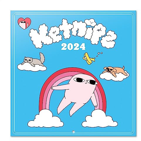 Grupo Erik Kalender 2024 Wandkalender 2024 - Ketnipz Kalender 2024 Familienplaner 30 x 30 cm 12 Monate + Letzten 4 Monate 2023 auf einer Seite