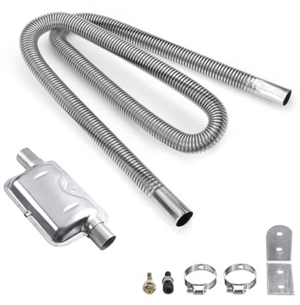 JNNJ Kit di Tubo Del Riscaldamento di Parcheggio con Silenziatore e Morsetti Universale, Silenziatore Del Riscaldatore Del Parcheggio Dell'auto, Acciaio Inossidabile Riscaldatore Diesel Auto