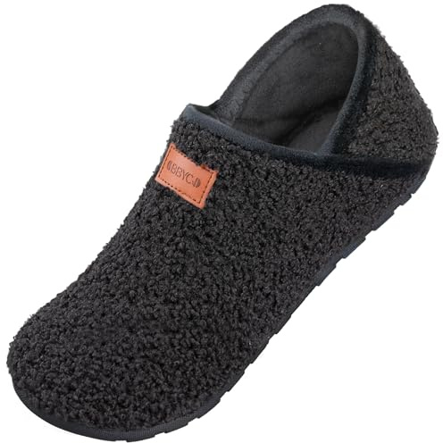 OBBYCO Women's Men's Fuzzy Fur Slippers Casual House Shoes Non Slip Barefoot Slipper Socks Warm Closed Back Indoor Outdoor Shoes