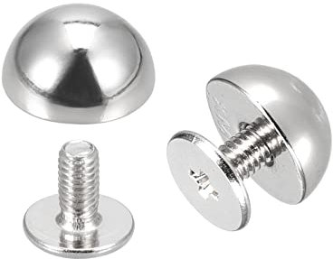 QUARKZMAN Remaches de Tachuelas con Tornillo, 12 Sets de Remaches de Tachuelas Redondas de 10x5mm para Manualidades de Cuero, Bolsos, Cartera y Cinturones, Plateado