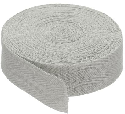 PATIKIL Baumwollband Baumwolle Gurtband 30mm x 9m, Schrägband Baumwoll Nahtband Köperband Saumband Einfassband Stoffband Webband zum Nähen für DIY Basteln Stricken Verpackungen, Hellgrau
