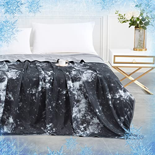 Elegear Kühldecke 2in1 Selbstkühlende Decke, Japanische Arc-Chill 3.0 Q-Max>0,5 leichte Sommerdecke doppelseitige, absorbiert Körperwärme, kühlende Decke für Bett Sofa, Tie Dye Schwarz 130 x 170 cm