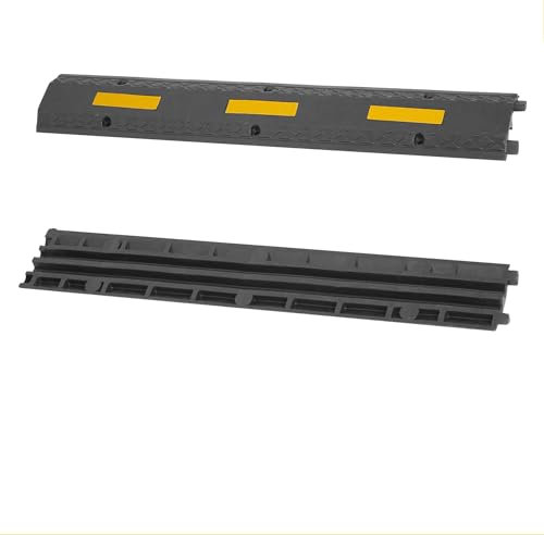 uyoyous 2 Channels Floor Cable Protector 100x15x3CM Floor Cord Cover Heavy Duty Wire Cover Protector Hose Ramp for Outdoor Garage