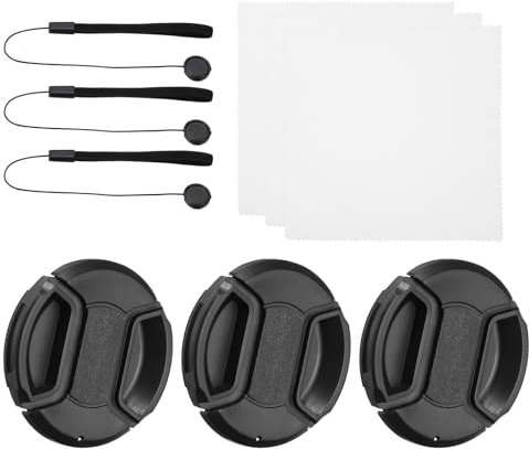 PATIKIL 55mm Lens Cap Set, 3Pack Center Pinch Snap Camera Lens Cover for Front Len Suitable for 55mm Thread Universal DSLR Lenses for Nikon, for Fujifilm, for Pentax, for Leica