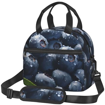 VBNTY Isolierte Lunchtasche für Damen und Herren, leckere Blueberry-Lunchbox, auslaufsicher, wiederverwendbar, Lunch-Tasche für Erwachsene, mit verstellbarem Schultergurt, Kühltasche für Arbeit,