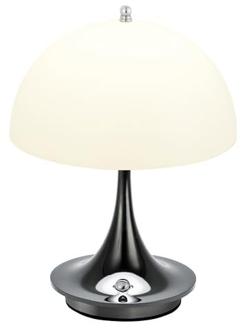 LuminexDesigns Akku Tischlampe LED Nachttischlampe - Kabellos Tischleuchte Touch Dimmbar Aufladbar Modern Silber Pilz Tragbare Design Nachtlicht Speicherfunktion für Wohnzimmer Schlafzimmer Büro