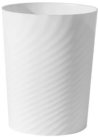 Sinoba Corbeille à papier 8008 - En plastique - Idéale pour chambre d'enfant, bureau, cuisine - Hauteur : 32 cm - 12 l - Blanc