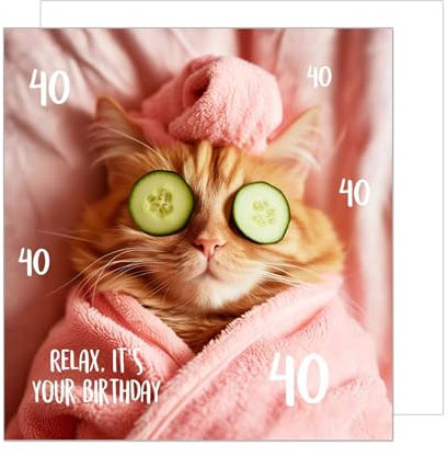 Edition Seidel Premium quadratische Glückwunschkarte zum 40. Geburtstag mit Umschlag. Geburtstagskarte Happy Birthday Billet Karte für Frau Mann Freundin Coole Katze Lustig Relax (GQ388 SW025)