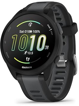 Garmin Forerunner 165 Music GPS 43mm Smartwatch da Corsa, Touchscreen AMOLED, Allenamento Avanzato e Analisi, Funzioni di Sicurezza e Tracciamento, fino a 11 Giorni di Durata della Batteria, Nero