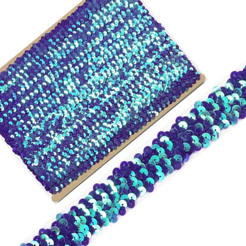 Länge 9,1 m, Breite 30 mm, Hellviolett, elastisches Paillettenband zum Nähen, Kleid, Tanzkostüme, Stirnband (Hellviolett)