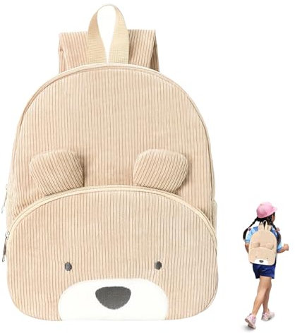 Luckwaii Kita Rucksack Kinder Kindergartenrucksack Mädchen Junge Personalisierte Tasche, Generisch Kordsamt Bär Lässig Kinderrucksack, Baby Rucksack Kinderrucksäcke für Kindergarten Schule 24x10x31cm