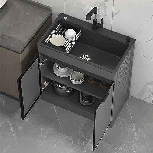 SdaryWare Lavello da Cucina, Set di mobili per lavabo da Bagno, lavandini da Esterno, lavello Indipendente in Acciaio Inox, Mobile con lavello Integrato, con Doppia,80cm