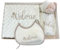 Danielstore Manta de Bebé Personalizada | Set de Manta, DouDou y Babero | Bordado con Nombre | para Recién Nacidos | Coralina Suave 80x100 cm (Beige)