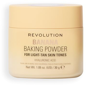 Revolution Loose Baking Powder, Banana | Make-up Fixierpuder, Langanhaltende Deckkraft, Mattiert & Reduziert Glanz, Vegan & Tierversuchsfrei, 32g