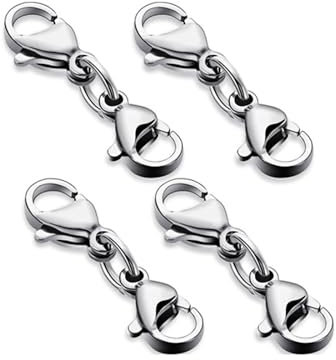 Lobster Clasps - TRACOMPAN 4 Pack Silver Double Spring Jewellery Clasps for Bracelets, Necklaces & DIY Crafts | Durable Metal Clasp Replacement for Jewelry Making & Lanyard Repair