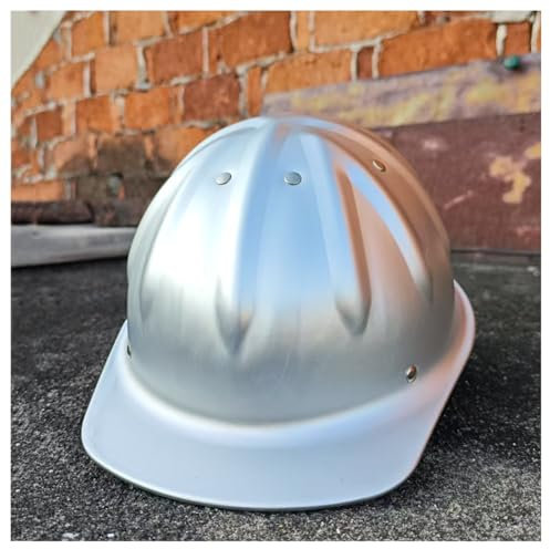 DHNDSDP Elmetto in Lega di Alluminio con Imbottitura Interna Rimovibile Casco da Cantiere Color Argento profondità 5,1 Fissaggio a 4 Punti Dispositivo di Regolazione