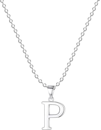XWN Damen Halskette mit Buchstaben Anhänger P Silber Initialien Kette Edelstahl Buchstabenketten Personalisiere Silber Y Kette für Frauen