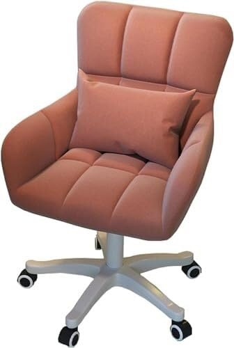 NMVAWIPT Moderner Bürodrehstuhl Aus Samt Mit Einstellbarer Höhe, 360°-Rollen Und Weißem Fuß for Homeoffice, Schlafzimmer Und Schminktisch(Bean Paste)