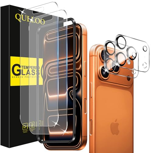QULLOO Matt Schutzfolie für iPhone 17 Pro Max für Panzerglas, 2 Stück Matte Displayschutzfolie mit 2 Stück Kameraschutz, 9H Härte Entspiegelt Glas Folie Anti-Fingerabdruck Blendschutz Schutzglas