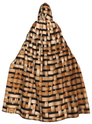 WHJSHOP Wicker Woven Grid Prints Adult Hooded Cape Cloak for Halloween, Role-Playing, and Costume Parties