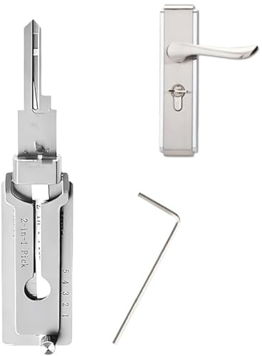2-in-1 Lock Picking Tool & Key Decoder, Stainless Steel Lock Pick and Key Decoder Tool, Professional Lockpicking Training Set & Skeleton Key Kit for Car Door Emergency Opening,Useful,for All People