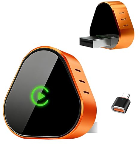 Wireless CarPlay Adapter UK 2026 Upgraded, Effortlessly Convert Wired to Wireless CarPlay, Compatible with iPhone iOS 10+ & Android 11+, Mini&Stable Car Play Wireless Adapter (Orange)