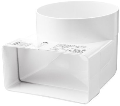 Verbindungsstück 90° für Flachkanal 110x53mm auf Kunststoffrohr D100