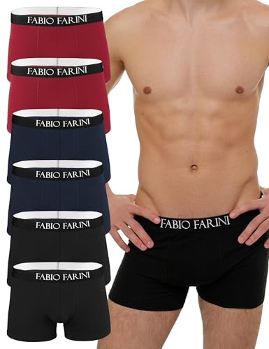 Fabio Farini 6er Pack Boxershorts Herren Unterhosen Männer Retroshorts | Baumwolle mit Komfortbund ohne kratzenden Zettel