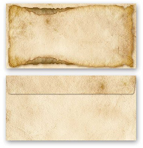 Motiv-Briefumschläge 50 Stück DIN LANG (Variante B) (110x220 mm) ohne Fenster ALTE PAPIERROLLE, Selbstklebend mit Abziehstreifen