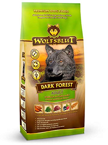 WOLFSBLUT – Dark Forest Adult | Trockenfutter mit natürlichen Zutaten und wertvollen Superfoods für ausgewachsene Hunde. Getreidefreies Alleinfutter ohne Zusatzstoffe im Beutel | 500g Wild