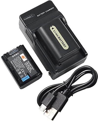 DSTE NP-FH50 Li-ion Battery (2-Pack) and Micro USB Charger Suitable for Sony DSLR-A230, DSLR-A290, DSLR-A330, DSLR-A380, DSLR-A390, DSC-HX1, DSC-HX100V, DSC-HX200V, HDR-TG5V