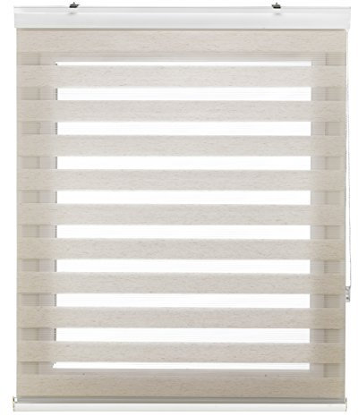 Blindecor Vela tenda a rullo in doppio strato notte e giorno con cassonetto in alluminio | Lino, tenda per interne 100 x 180 cm (Larghezza x Altezza) | Dimensioni del tessuto 97 x 175 cm