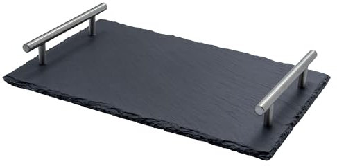 airbrush-city Schiefer Buffet-Platte Servierplatte Schieferplatte Käseplatte 30x20 cm Griff