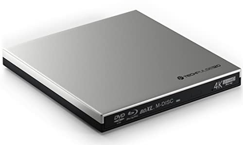 techPulse120 Externes UHD 4k 3D M-Disc BDXL USB 3.0 USB-C Laufwerk Blu-ray Brenner Burner Superdrive Slim BD DVD CD Ultra für Computer Notebook Ultrabook Windows Mac OS Apple iMAC Kunststoff Silber