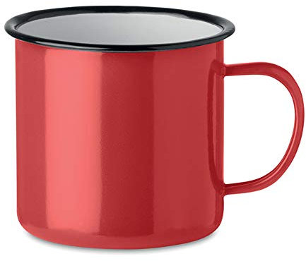 noTrash2003 Kaffeetasse Becher Mug Coffee Trinkbecher Emaille-Becher Vintage Look je 350 ml versch. Farben und Mengen (Rot, Einzeln)