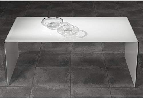 Mesa de Centro de Cristal Curvado Blanco Garbis 110 cm