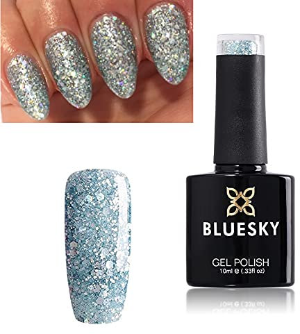 Bluesky Gel Nail Polish Green Mint Green Glitter Sparkle Dazzing Mint SPRING SUMMER COLOR BLZ49 Diamond Mint UV LED Soak Off 10ml