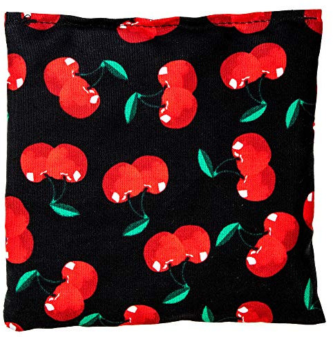 Cojín de semillas 12x12cm. Cherry-black. Saco térmico con pepitas de uva. Pequeña almohada térmica utilizable frío o caliente.