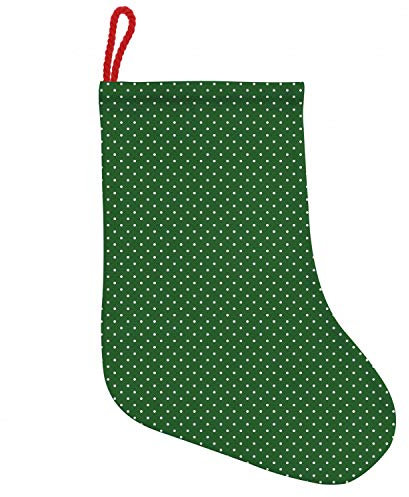 ABAKUHAUS Weihnachten Hängende Nikolausstiefel Weihnachtssocken, Vintage Dots, Weihnachtsstrumpf zum Aufhängen, 35x50cm, Grün und Weiß