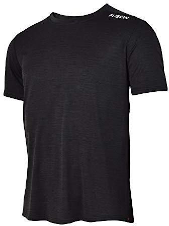 FUSION Mens C3 T-Shirt Laufshirt Herren Trainings Shirt unglaublich weich, atmungsaktiv, schnell trocknend Schwarz-Melange XXL