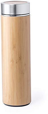 eBuyGB Tumbler Travel Eco Friendly Reusable Bamboo Tea & Coffee Flask 500ml Insulated Thermal Stainless Steel BPA-Free, 500 milliliters