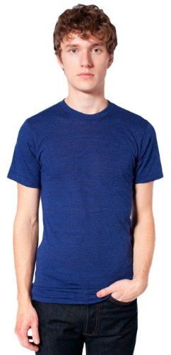 American Apparel Unisex Tri-Blend Crewneck Track Short Sleeve T-Shirt - USA Collection, Tri-Indigo, X-Large