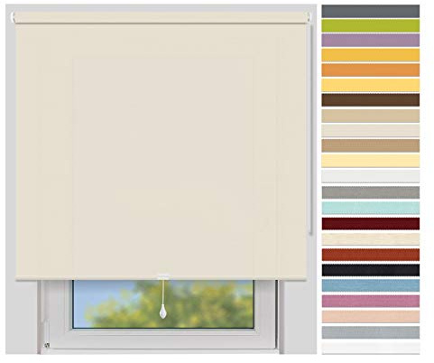 EFIXS Sichtschutzrollo Mittelzug Medium - Rollos nach Maß - 25 mm - Stoffbreite bis 180 cm, Höhe bis 240 cm - Hier: bis 180 cm x 150 cm (BxH) - Natur (4996) - lichtdurchlässig, Springrollo
