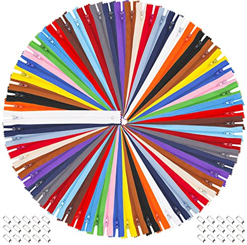 EuTengHao 100 Stück Nylon Reißverschlüsse 23 cm Näh-Reißverschlüsse mit Reißverschluss-Nähfuß für Kleidung, Taschen, Handwerk (20 Farben)