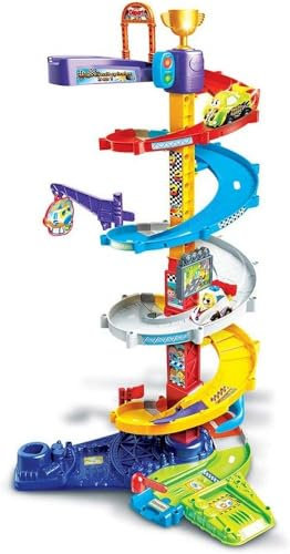 VTech - Tut Tut Bolides, Méga Circuit Spirales 2 en 1 avec Voiture Titouan Fou du Volant, Circuit Voitures Enfant, 5 Zones Magiques, Cadeau Garçon et Fille de 1 an à 5 Ans - Contenu en Français