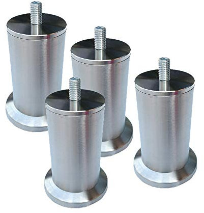 4 Pièces Pieds de Meubles Acier Inoxydable Meubles Jambes Ronde Métal Pattes de Meuble Table Canapé Lit Support de Plan de Travail TV Vis M10(20cm)