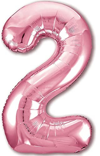 Luftballon 2. Geburtstag Zahl 2 Rosa XXL Riesen Folienballon 100cm Geburtstagsdeko Mädchen Ballon Zahl Deko zum Geburtstag. Fliegt mit Helium.